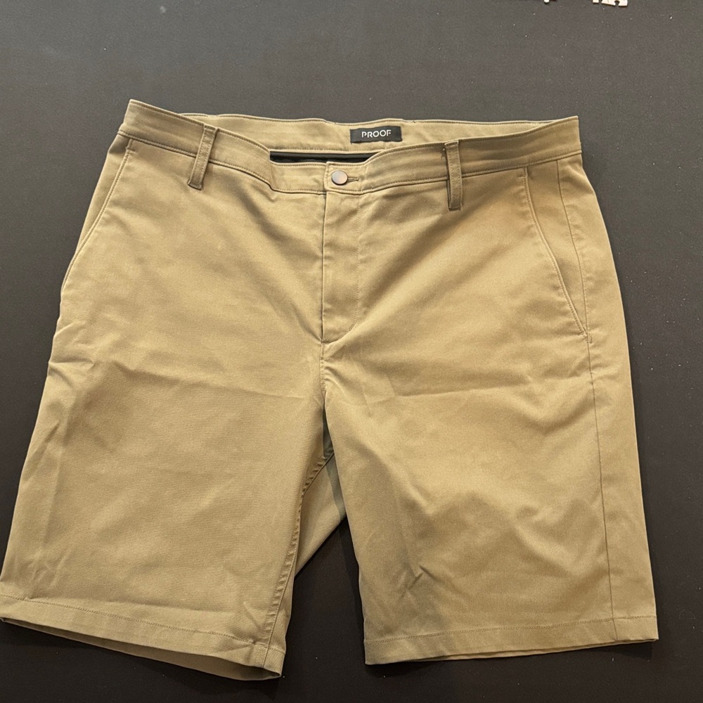 Men's Dark Green Flat Front Shorts